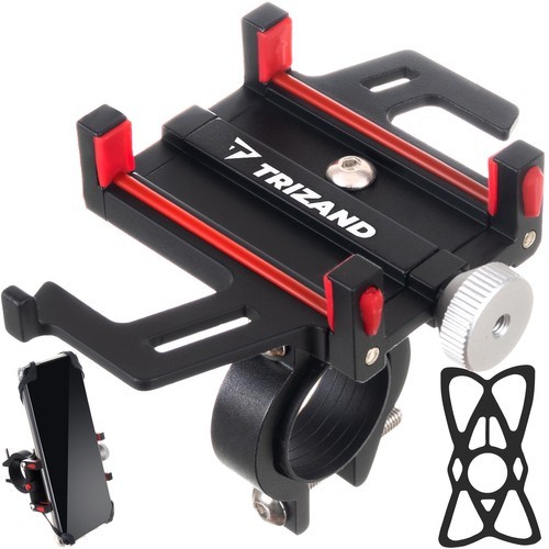 Suport telefon bicicleta, material antiaderent, universal, unghi reglabil, buton reglare, aluminiu, negru - imagine 18